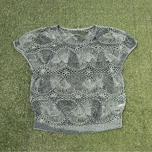 Vintage teal green crochet blouse